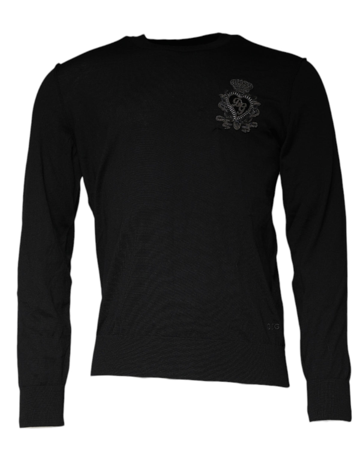 Pull en jersey à col rond avec motif couronne et cœur noir de Dolce &amp; Gabbana