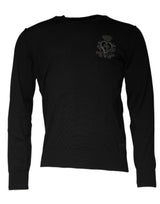 Pull en jersey à col rond avec motif couronne et cœur noir de Dolce &amp; Gabbana