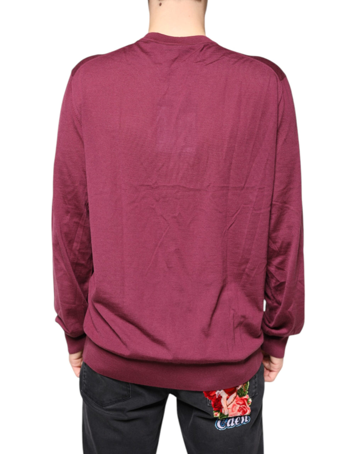 Pull en cachemire à col en V pour homme, couleur bordeaux, Dolce &amp; Gabbana