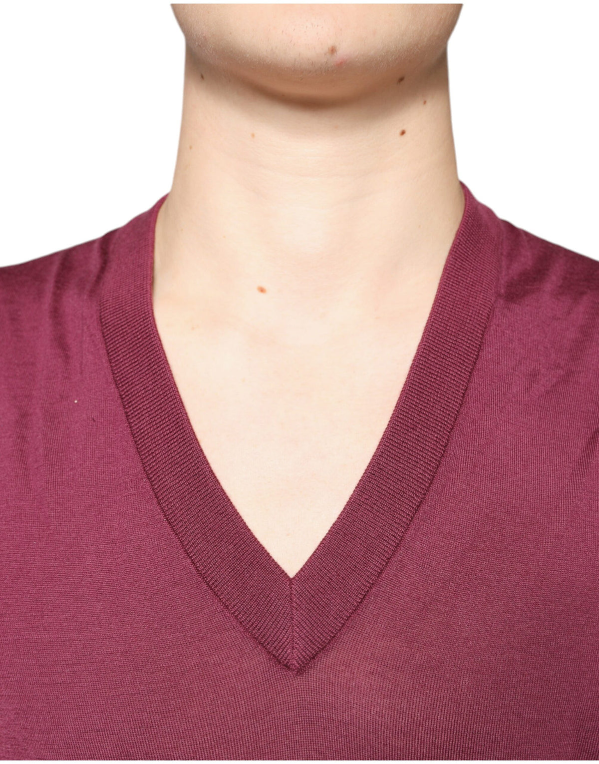 Pull en cachemire à col en V pour homme, couleur bordeaux, Dolce &amp; Gabbana