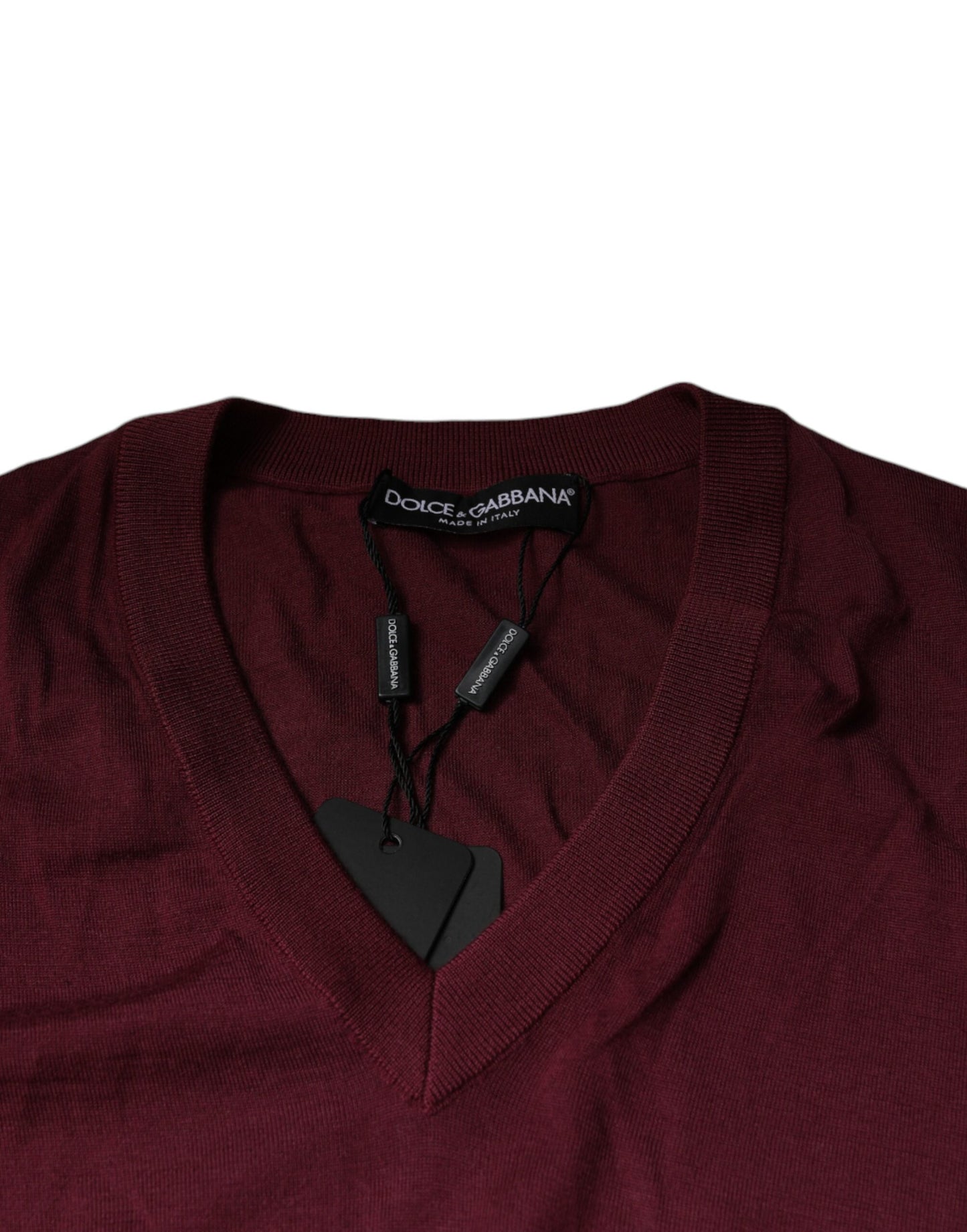 Dolce &amp; Gabbana donkerrode cashmere V-hals herenpullover