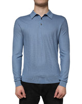 Pull en soie à col montant bleu ciel Dolce &amp; Gabbana pour homme