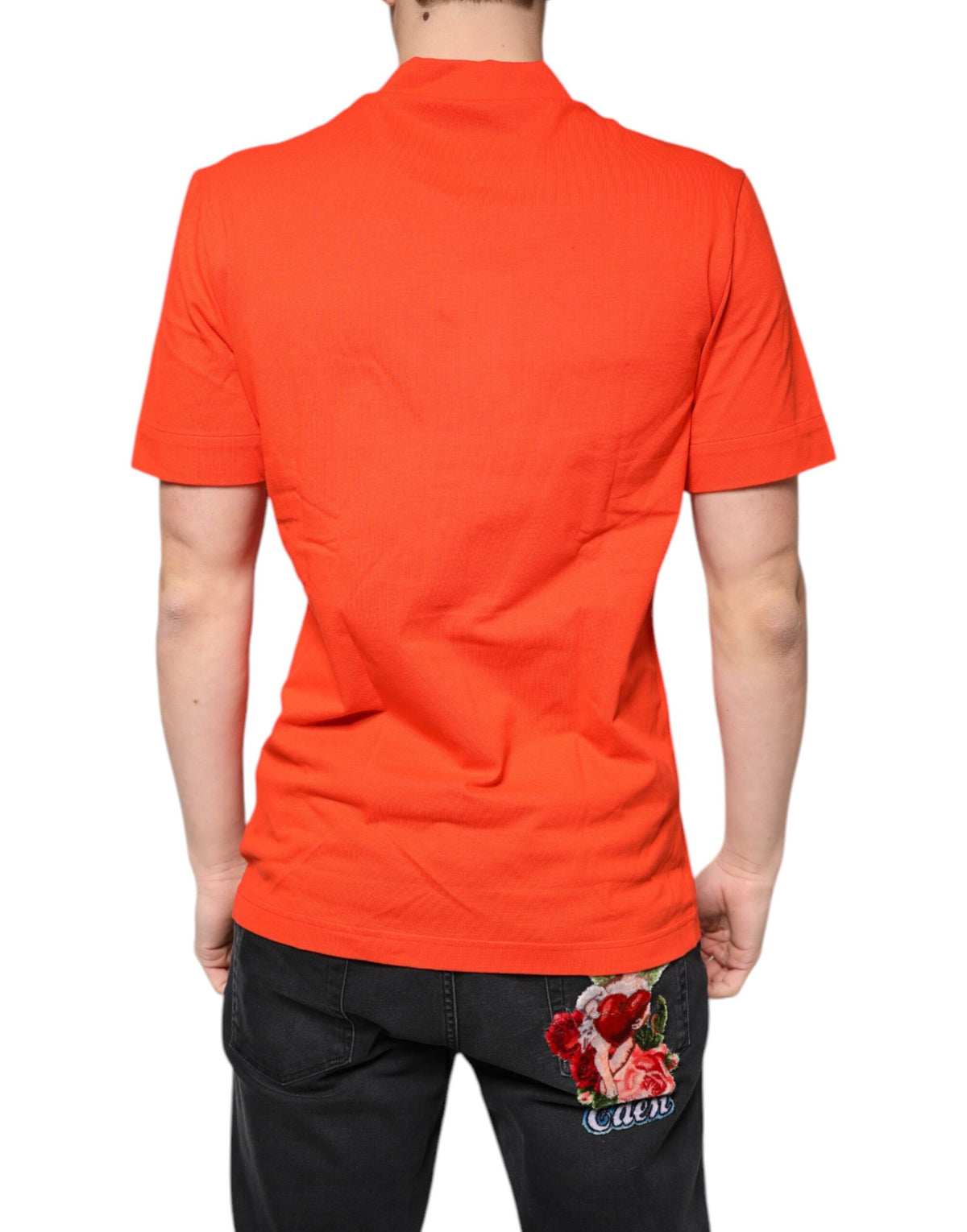 Polo décontracté à boutons en coton orange de Dolce &amp; Gabbana