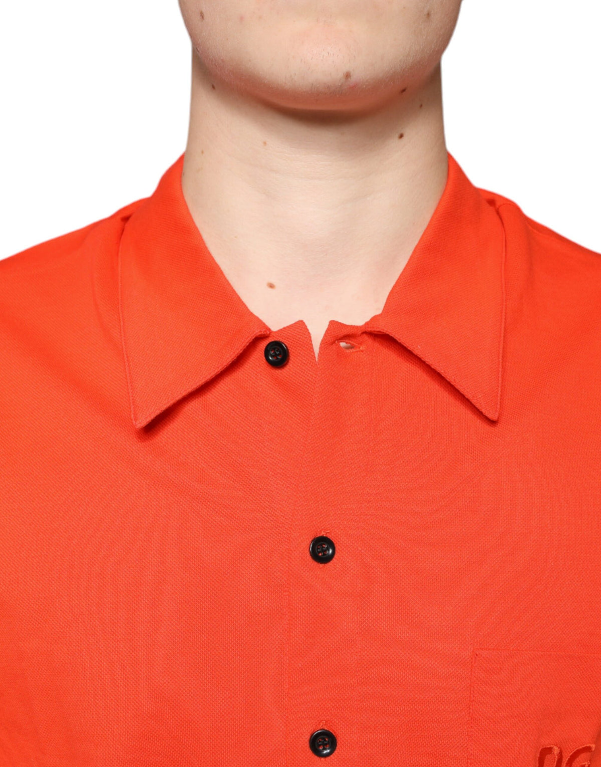 Polo décontracté à boutons en coton orange de Dolce &amp; Gabbana