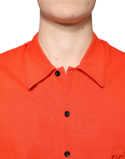 Polo décontracté à boutons en coton orange de Dolce &amp; Gabbana