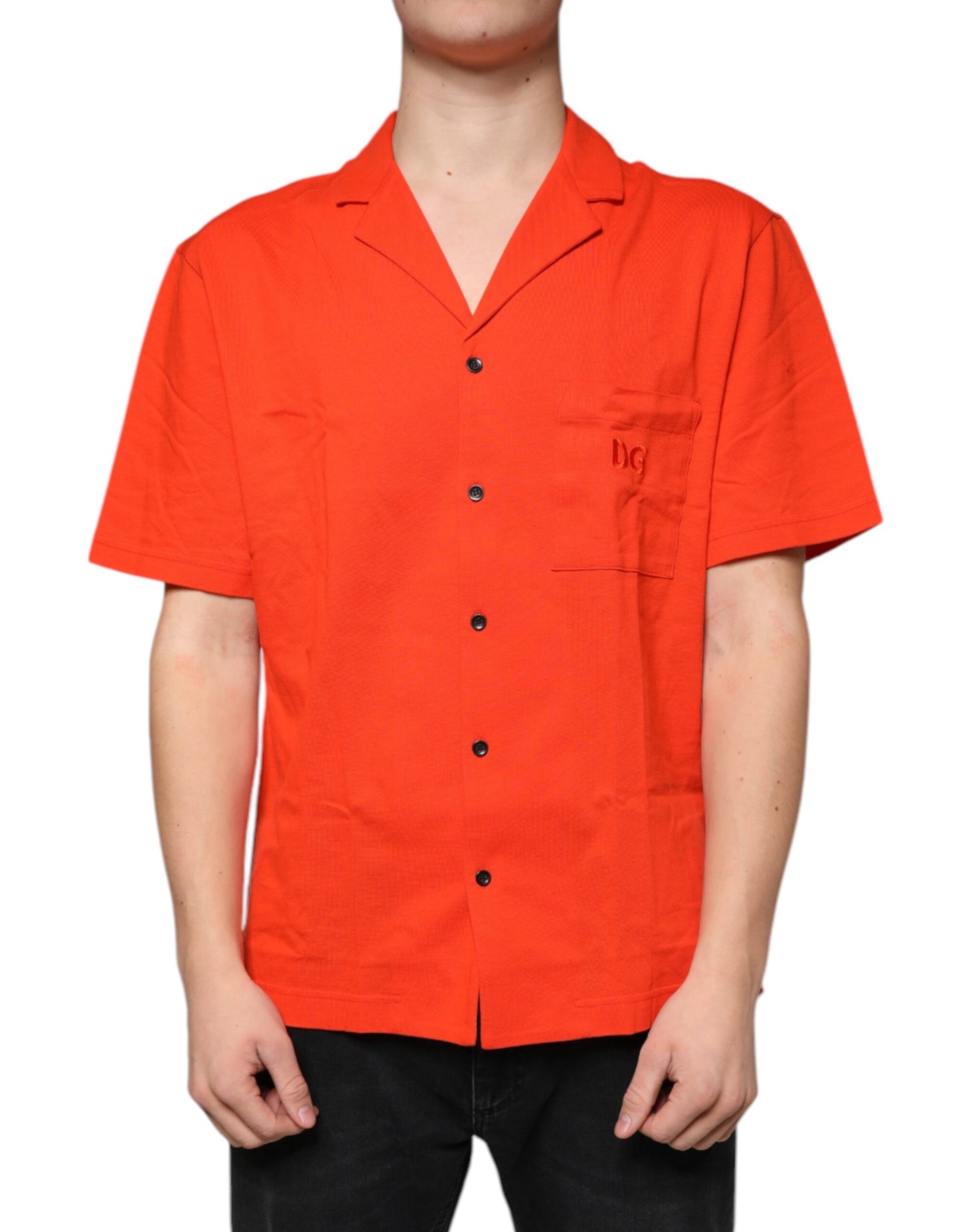 Dolce &amp; Gabbana Oranje Katoenen Polo Shirt met Knopen en Casual Stijl
