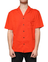 Polo décontracté à boutons en coton orange de Dolce &amp; Gabbana