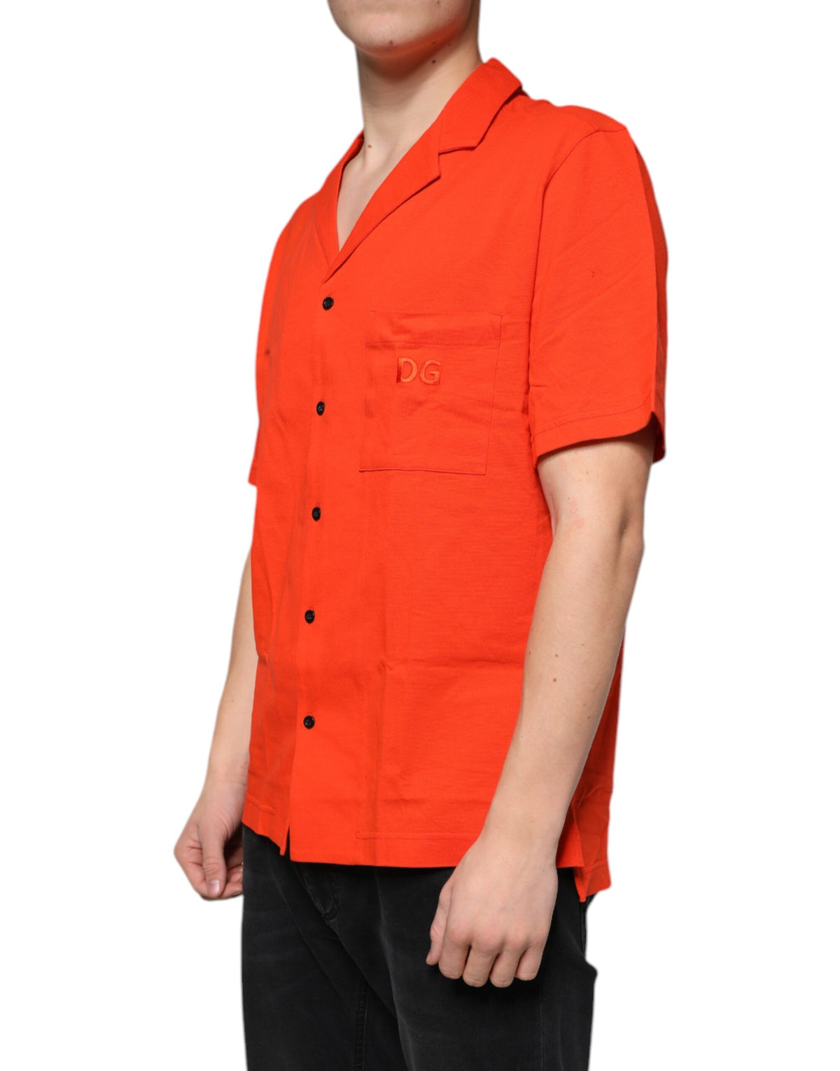 Polo décontracté à boutons en coton orange de Dolce &amp; Gabbana