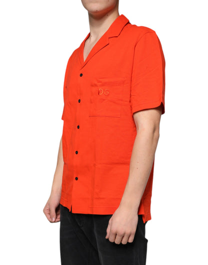 Dolce &amp; Gabbana Oranje Katoenen Polo Shirt met Knopen en Casual Stijl