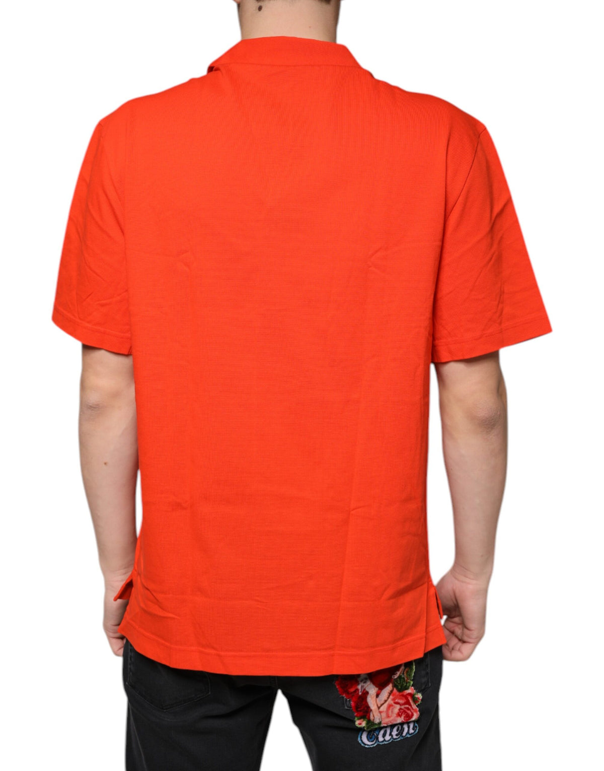 Polo décontracté à boutons en coton orange de Dolce &amp; Gabbana