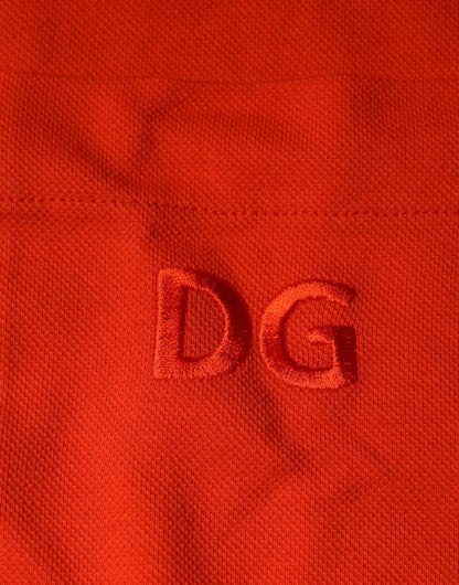 Dolce &amp; Gabbana Oranje Katoenen Polo Shirt met Knopen en Casual Stijl