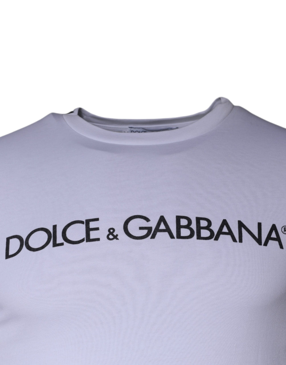 T-shirt en coton à col rond avec imprimé du logo blanc de Dolce &amp; Gabbana