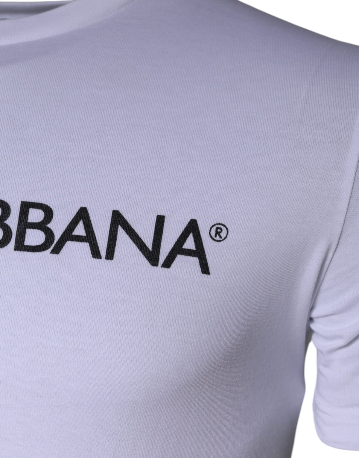 T-shirt en coton à col rond avec imprimé du logo blanc de Dolce &amp; Gabbana