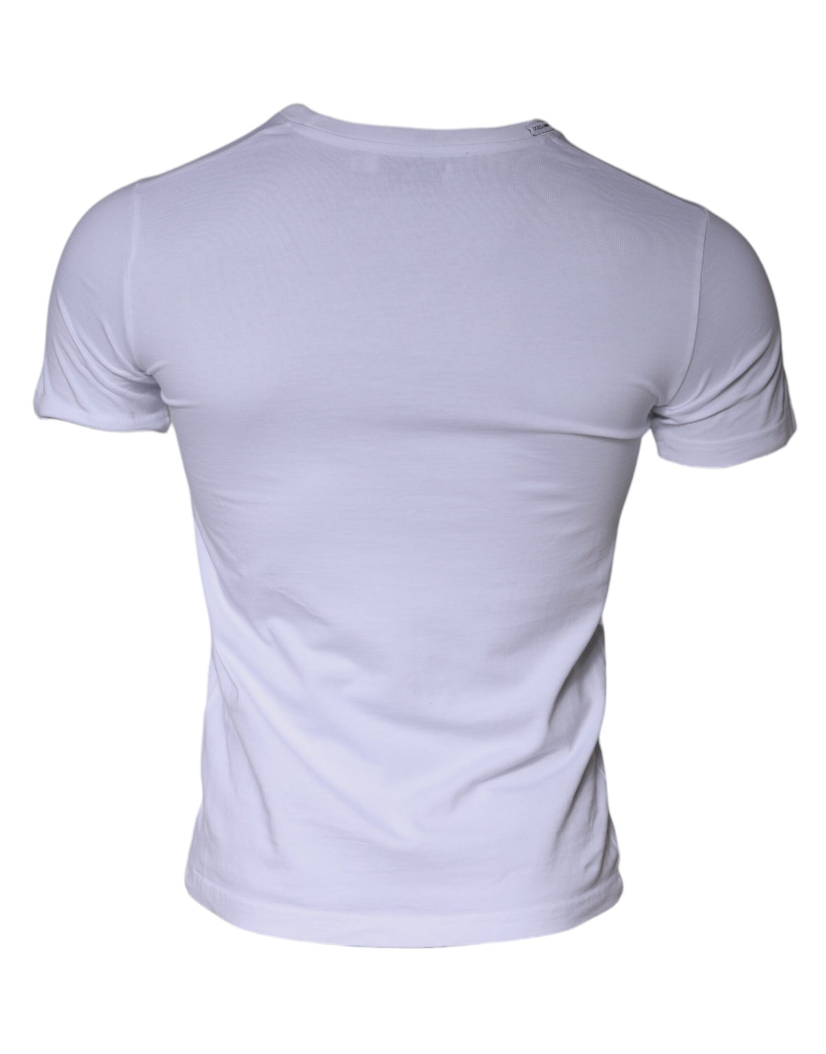 T-shirt en coton à col rond avec imprimé du logo blanc de Dolce &amp; Gabbana