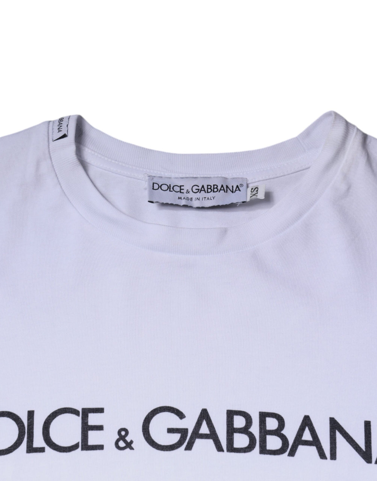 T-shirt en coton à col rond avec imprimé du logo blanc de Dolce &amp; Gabbana