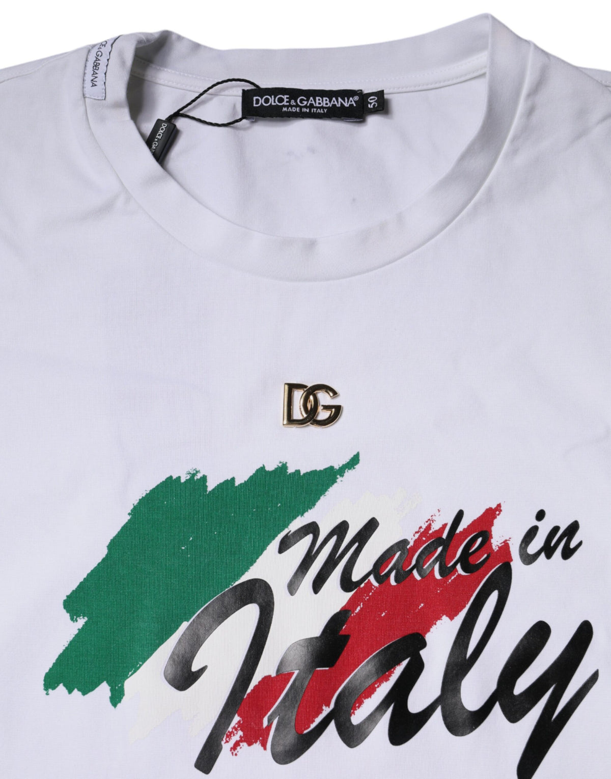 T-shirt en coton à col rond blanc avec imprimé graphique de Dolce &amp; Gabbana