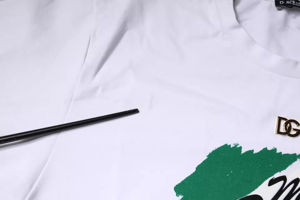 T-shirt en coton à col rond blanc avec imprimé graphique de Dolce &amp; Gabbana