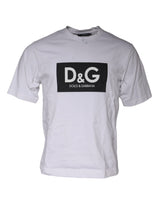 T-shirt en coton à col rond avec imprimé du logo blanc de Dolce &amp; Gabbana