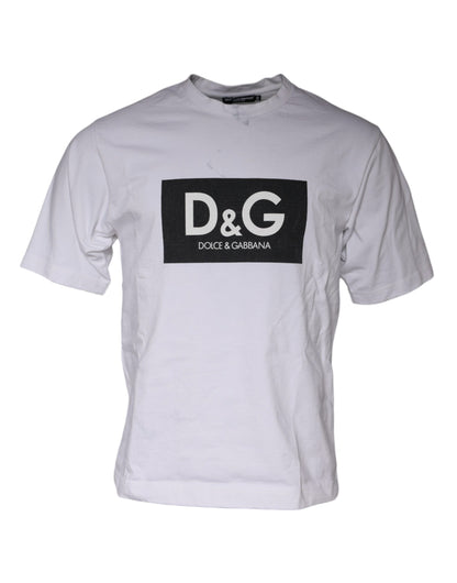 Dolce &amp; Gabbana wit T-shirt met logo-print, gemaakt van katoen, met ronde hals.