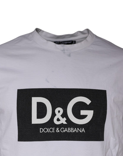 Dolce &amp; Gabbana wit T-shirt met logo-print, gemaakt van katoen, met ronde hals.