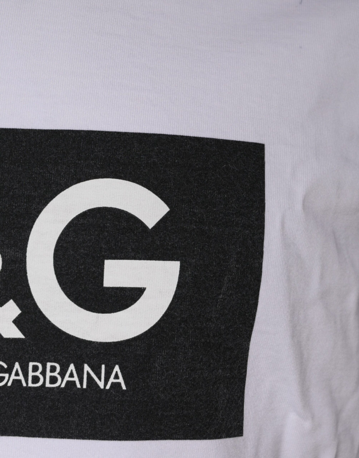 T-shirt en coton à col rond avec imprimé du logo blanc de Dolce &amp; Gabbana