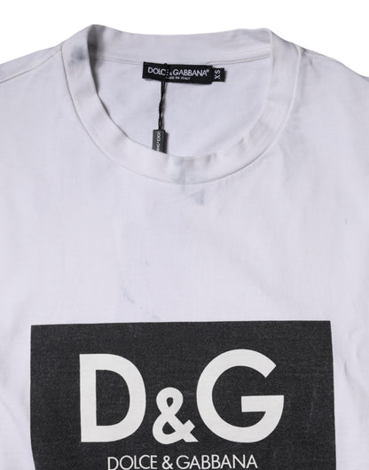 Dolce &amp; Gabbana wit T-shirt met logo-print, gemaakt van katoen, met ronde hals.