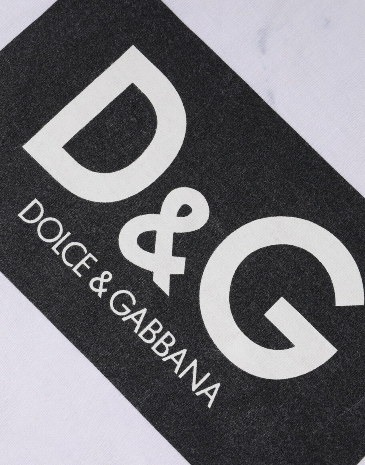 T-shirt en coton à col rond avec imprimé du logo blanc de Dolce &amp; Gabbana