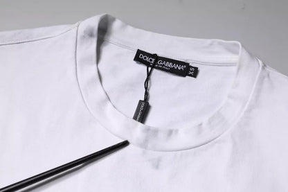 Dolce &amp; Gabbana wit T-shirt met logo-print, gemaakt van katoen, met ronde hals.