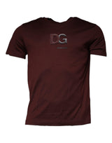 T-shirt en coton à col rond marron avec logo DG de Dolce &amp; Gabbana