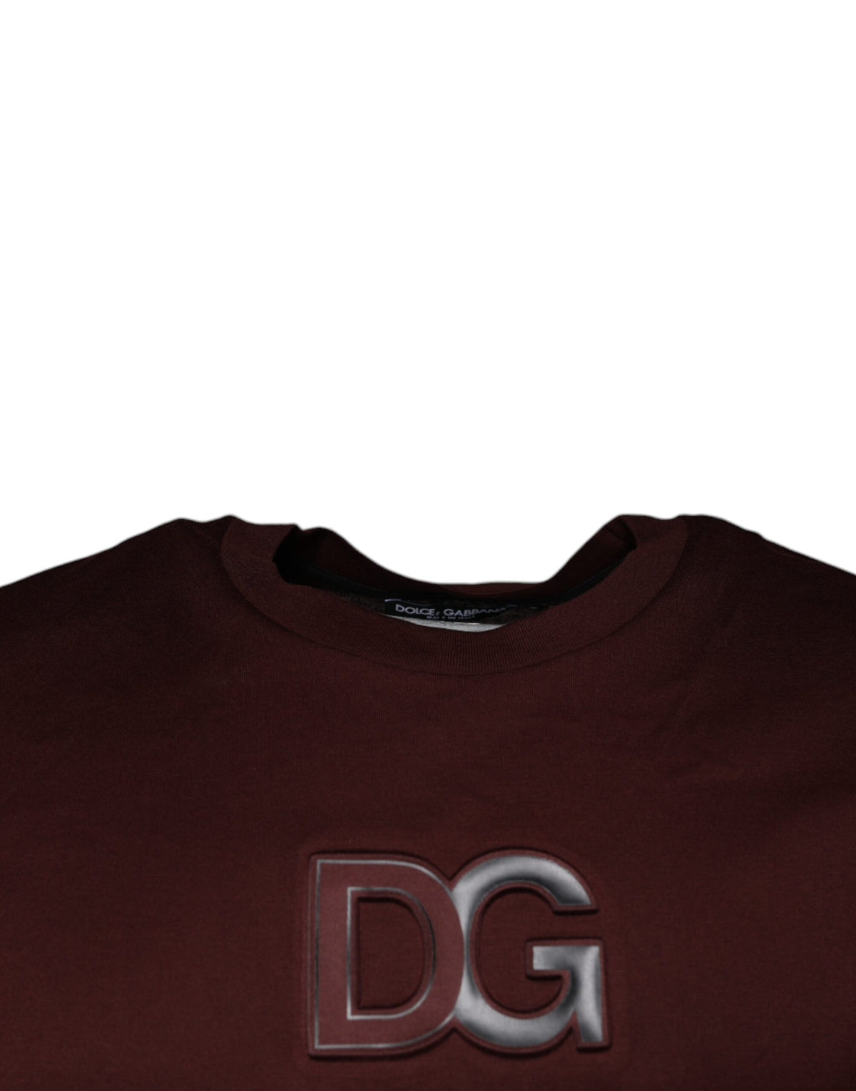 T-shirt en coton à col rond marron avec logo DG de Dolce &amp; Gabbana