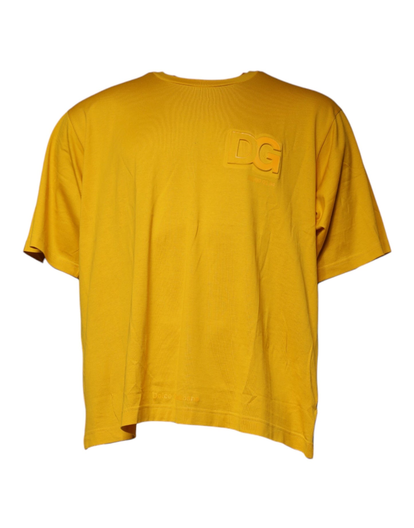 Dolce &amp; Gabbana T-shirt met ronde hals en reliëflogo in mosterdgeel