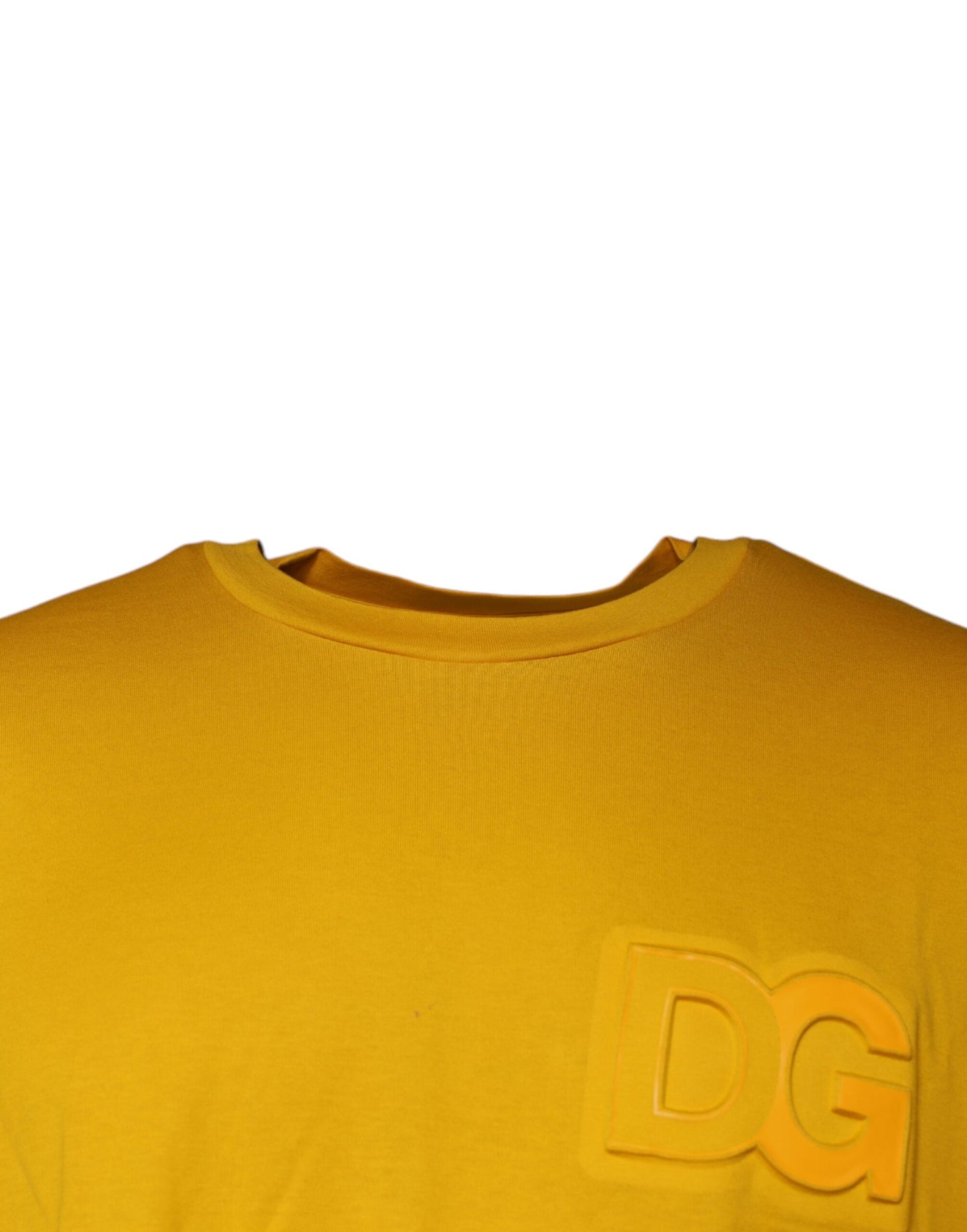 Dolce &amp; Gabbana T-shirt met ronde hals en reliëflogo in mosterdgeel
