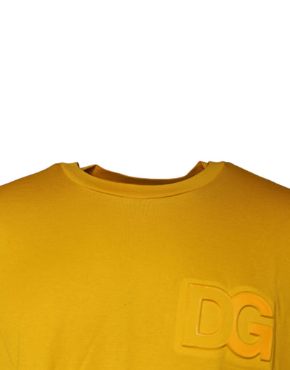 Dolce &amp; Gabbana T-shirt met ronde hals en reliëflogo in mosterdgeel