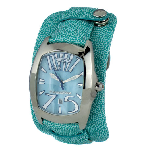 Montre Chronotech en cuir bleu