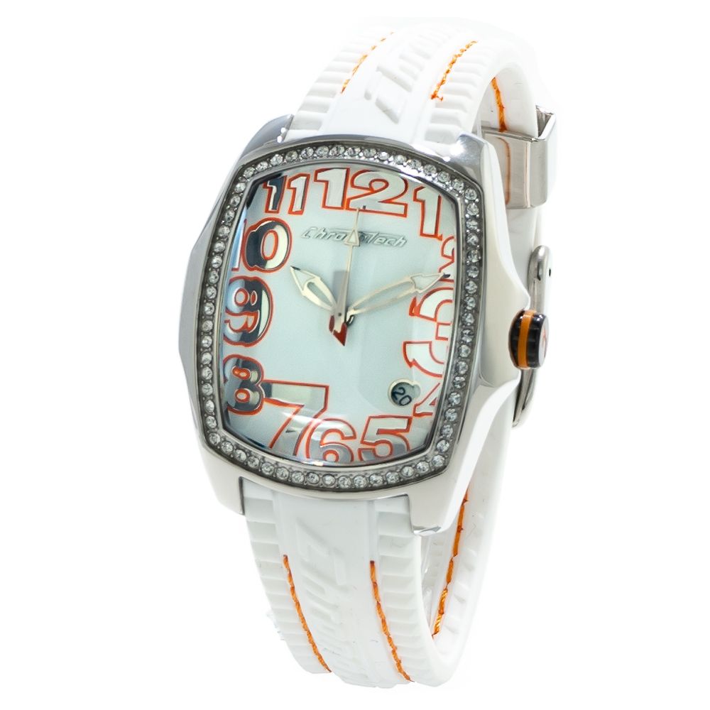 Montre Chronotech en caoutchouc blanc