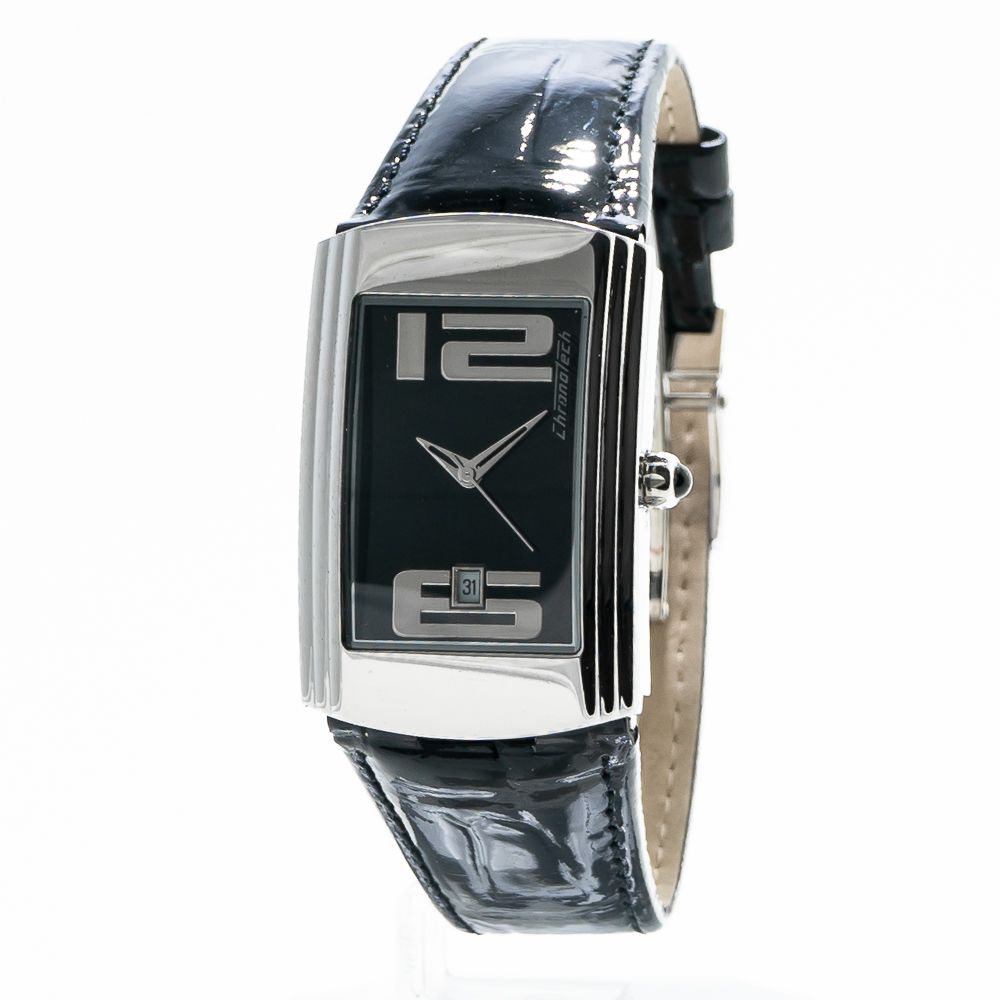 Montre Chronotech en cuir noir