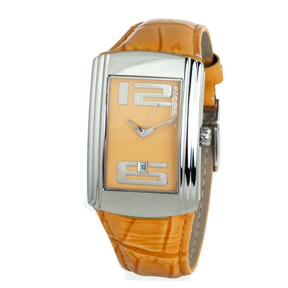 Chronotech Oranje Leren Horloge