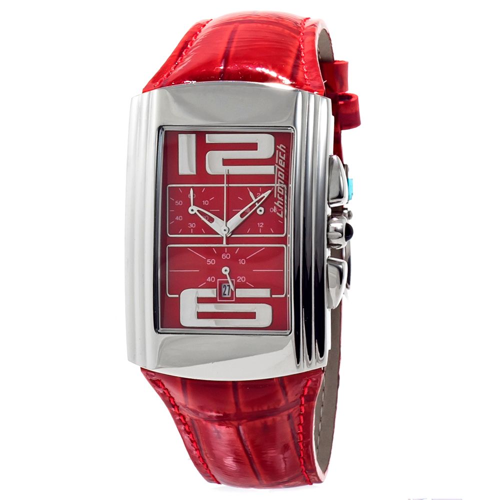 Chronotech Rood Leren Horloge