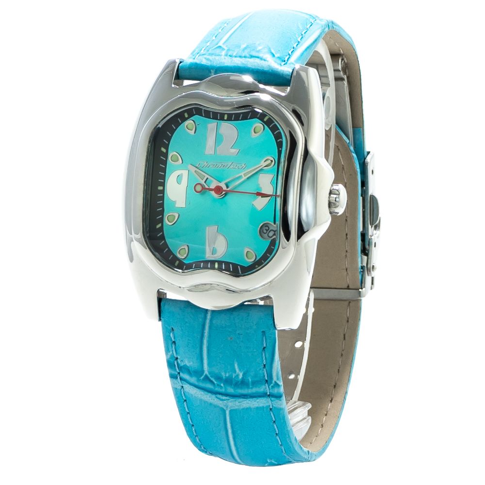 Montre Chronotech en cuir bleu