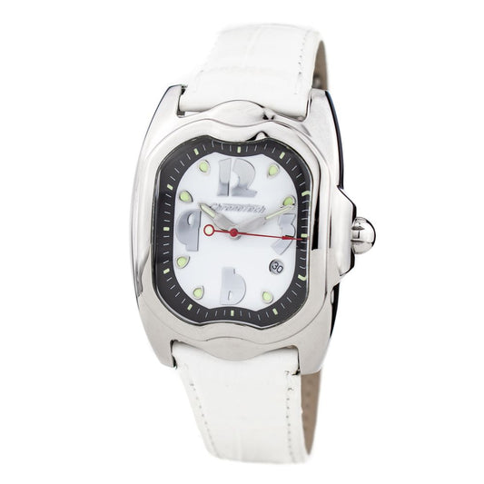 Montre Chronotech en cuir blanc