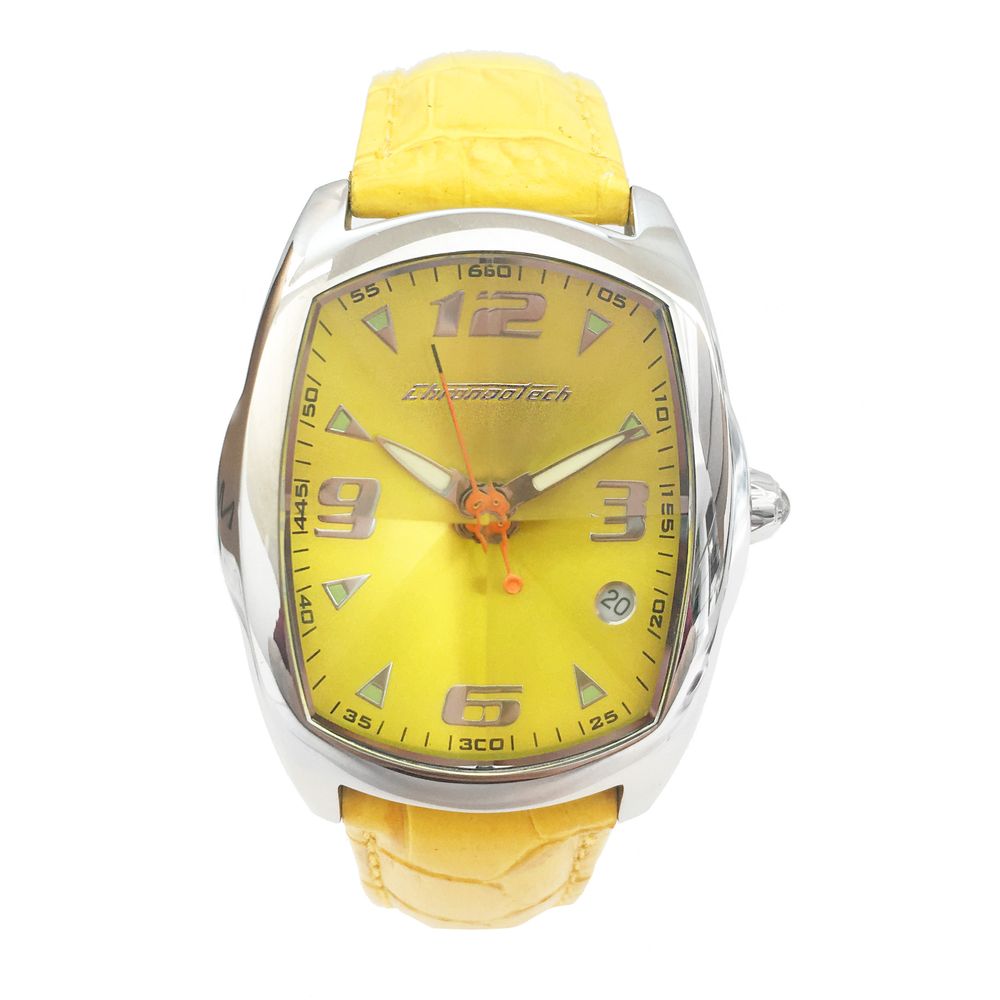 Montre Chronotech en cuir jaune