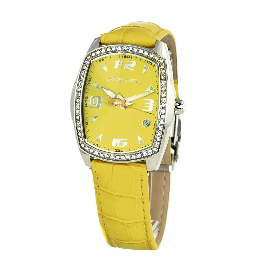 Montre Chronotech en cuir jaune