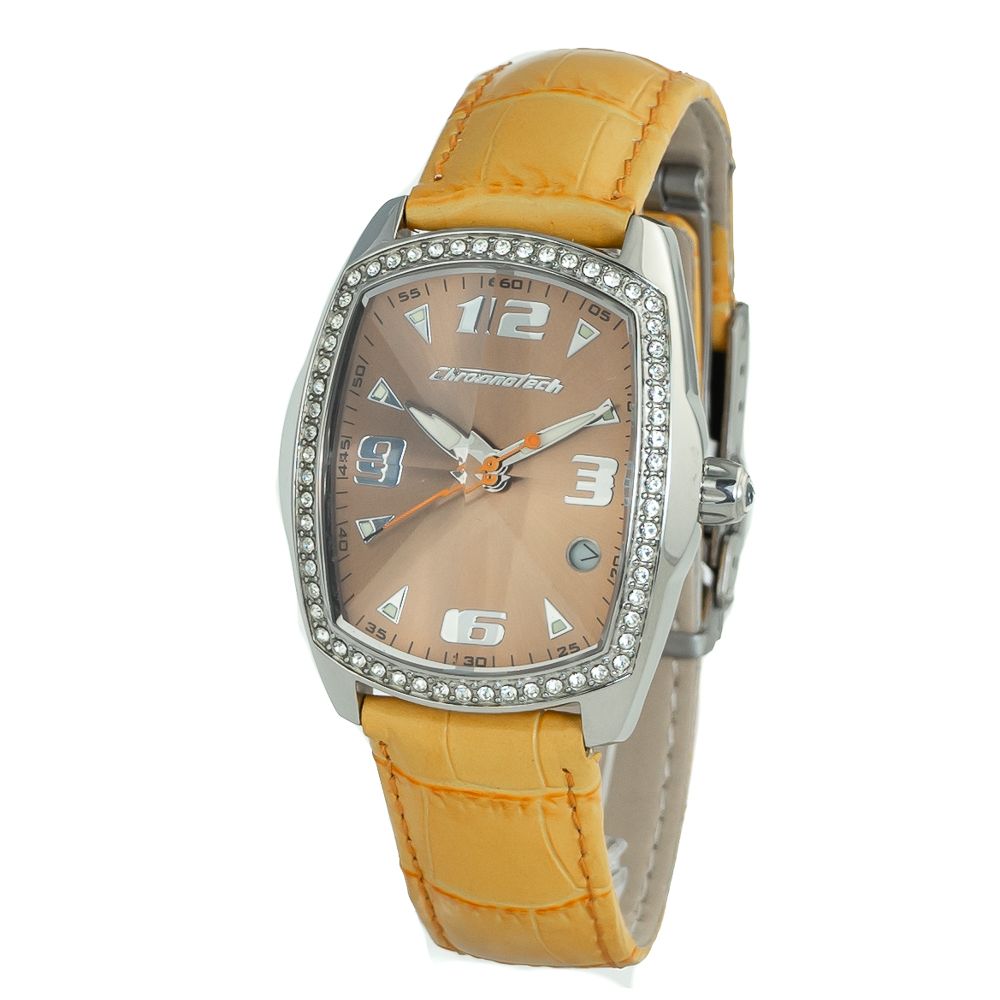 Montre Chronotech en cuir orange