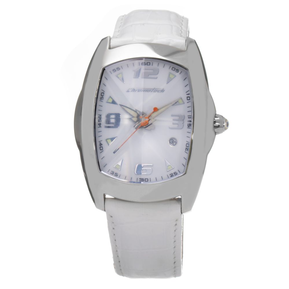 Montre Chronotech en cuir blanc