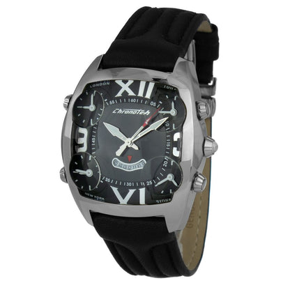Montre Chronotech en cuir noir