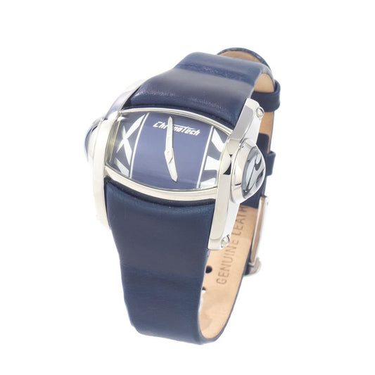Montre Chronotech en cuir bleu