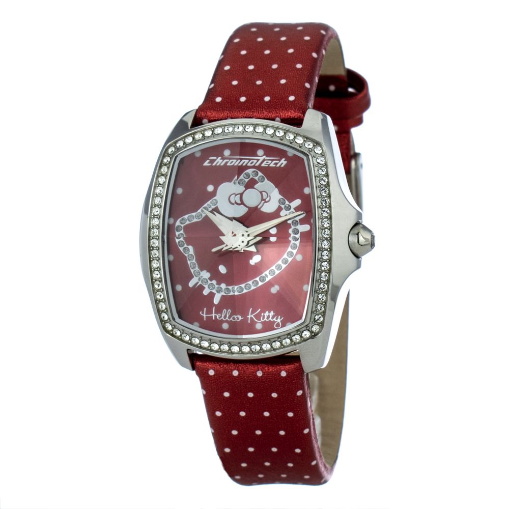 Montre Chronotech en cuir rouge