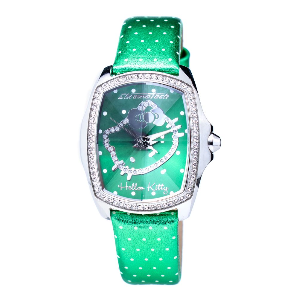 Montre Chronotech en cuir vert