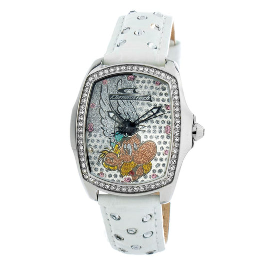 Montre Chronotech en cuir blanc
