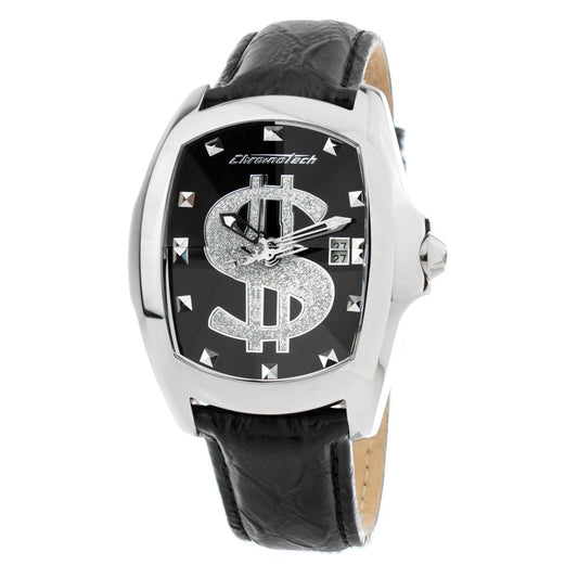 Montre Chronotech en cuir noir